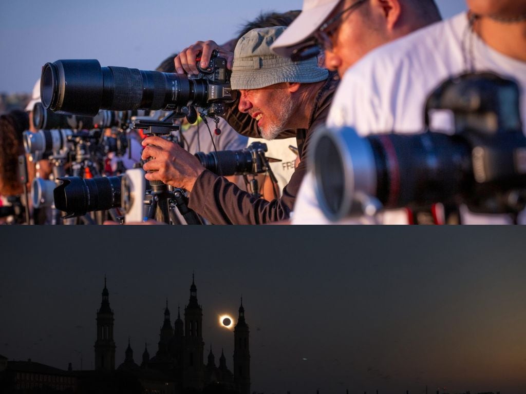 Zaragoza vivió el eclipse solar total del 2026 con miles de turistas en las calles